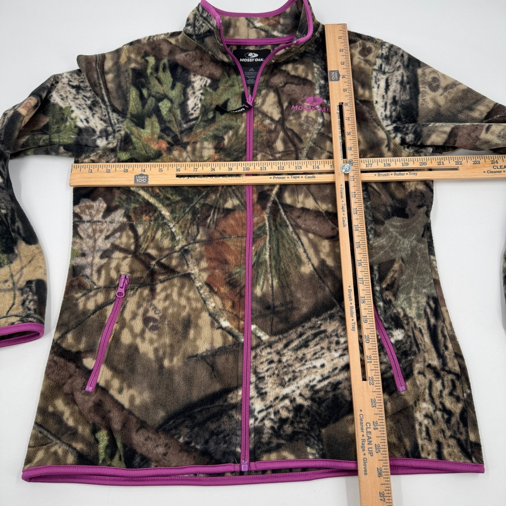 Mossy‎ Oak Fleece Jacket Girls Large 12-14 Camo Pink Trim Full Zip Mock Neck - Picture 6 of 8
